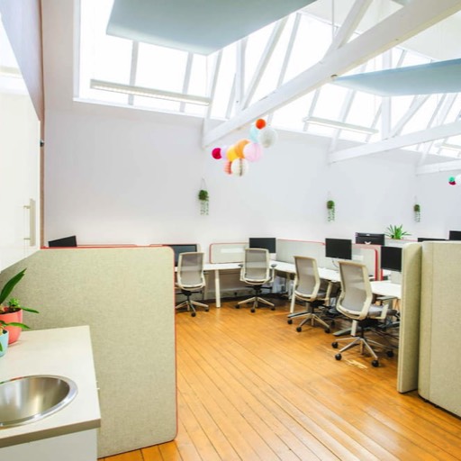 Inside showing co-working area at Hub Space